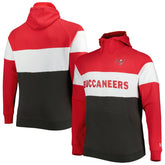 Tampa Bay Buccaneers New Era Big & Tall Current Colorblock Raglan Fleece Pullover Hoodie - Heather Charcoal/Black on sale