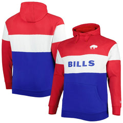 Buffalo Bills New Era Big & Tall Throwback Colorblock Fleece Raglan Pullover Hoodie - Red/Royal online