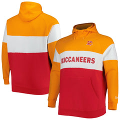 Tampa Bay Buccaneers New Era Big & Tall Throwback Colorblock Fleece Raglan Pullover Hoodie - Orange/Red online