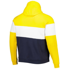 Los Angeles Rams New Era Colorblock Throwback Pullover Hoodie - Navy/Gold on sale