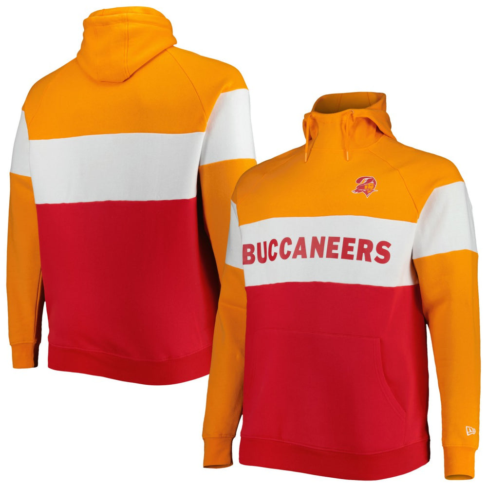 Tampa Bay Buccaneers New Era Big & Tall Throwback Colorblock Raglan Pullover Hoodie - Red sale