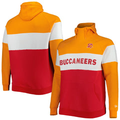 Tampa Bay Buccaneers New Era Big & Tall Throwback Colorblock Raglan Pullover Hoodie - Red sale