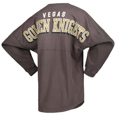 Vegas Golden Knights Fanatics Women's Spirit Lace-Up V-Neck Long Sleeve Jersey T-Shirt - Charcoal T-shirts