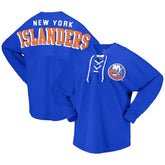 New York Islanders Fanatics Women's Spirit Lace-Up V-Neck Long Sleeve Jersey T-Shirt - Royal T-shirts