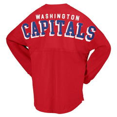 Washington Capitals Fanatics Women's Spirit Lace-Up V-Neck Long Sleeve Jersey T-Shirt - Red T-shirts