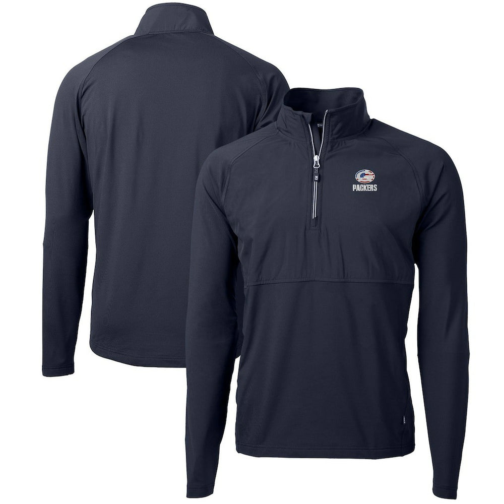 Green Bay Packers Cutter & Buck Adapt Eco Knit Hybrid Recycled Quarter-Zip Pullover Top - Navy discount