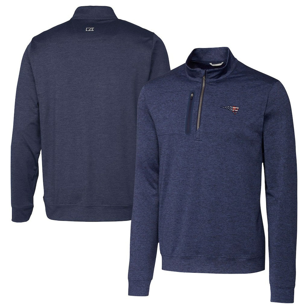 New England Patriots Cutter & Buck Stealth Quarter-Zip Pullover Top - Heathered Navy online