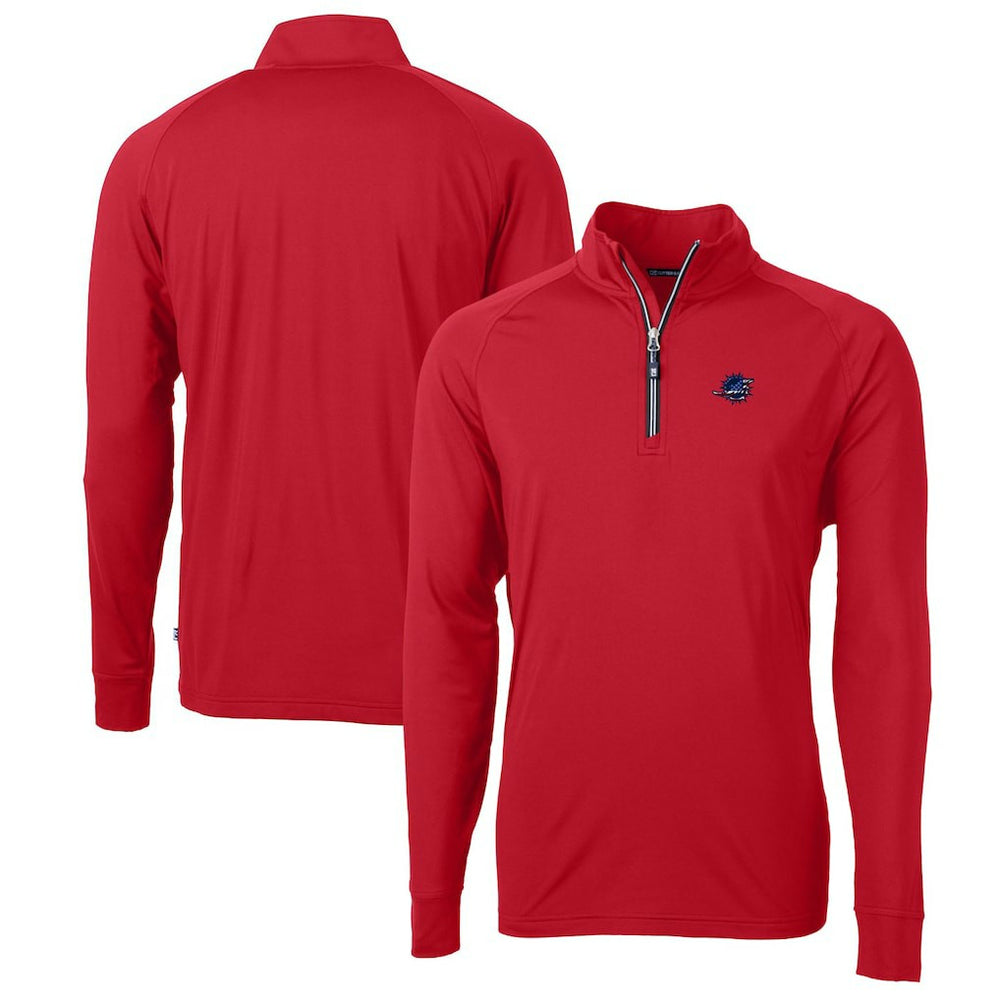 Miami Dolphins Cutter & Buck Big & Tall Adapt Eco Knit Stretch Recycled Quarter-Zip Pullover Top - Red for sale