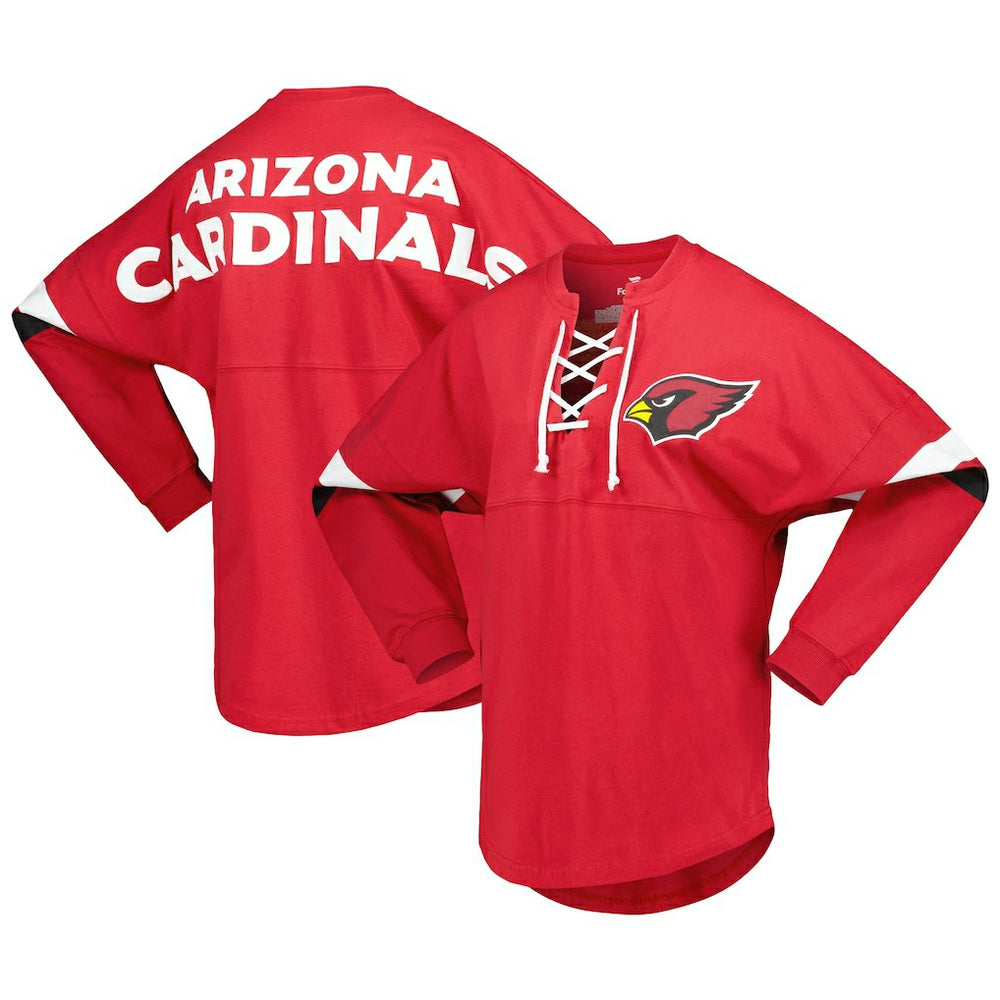 Arizona Cardinals Women's Spirit Jersey Lace-Up V-Neck Long Sleeve T-Shirt - Cardinal for sale