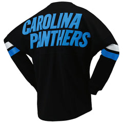 Carolina Panthers Women's Spirit Jersey Lace-Up V-Neck Long Sleeve T-Shirt - Black outlet