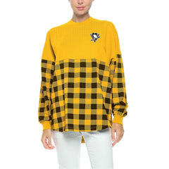 Pittsburgh Penguins Fanatics Women's Buffalo Check Long Sleeve T-Shirt - Gold T-shirts