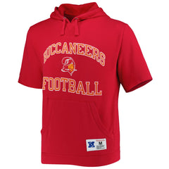 Tampa Bay Buccaneers Washed Short Sleeve Pullover Hoodie - Scarlet on sale