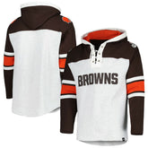 Cleveland Browns '47 Gridiron Lace-Up Pullover Hoodie - Heather Gray cheap