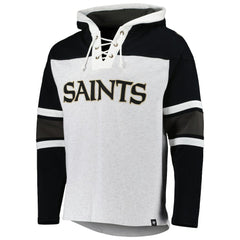 New Orleans Saints '47 Gridiron Lace-Up Pullover Hoodie - Heather Gray sale