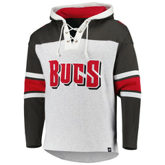Tampa Bay Buccaneers '47 Gridiron Lace-Up Pullover Hoodie - Heather Gray discount