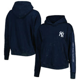 New York Yankees The Wild Collective Women's Marble Pullover Hoodie Navy