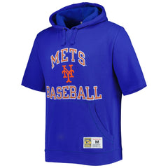 New York Mets Cooperstown Collection Washed Fleece Pullover Short Sleeve Hoodie Royal