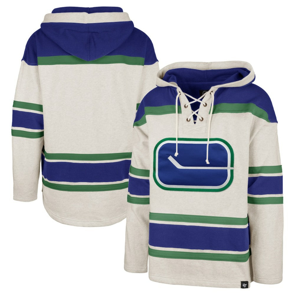 Vancouver Canucks '47 Rockaway Lace-Up Pullover Hoodie - Oatmeal Hoodies