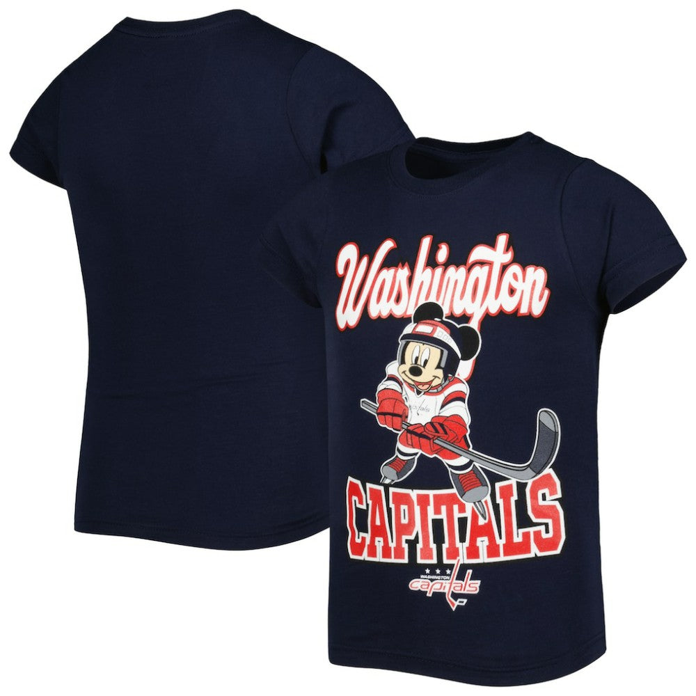 Washington Capitals Girls Youth Mickey Mouse Go Team Go T-Shirt - Navy T-shirts