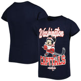 Washington Capitals Girls Youth Mickey Mouse Go Team Go T-Shirt - Navy T-shirts