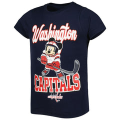 Washington Capitals Girls Youth Mickey Mouse Go Team Go T-Shirt - Navy T-shirts