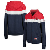 Atlanta Braves Women's Colorblock Full-Zip Hoodie Jacket Heather Navy