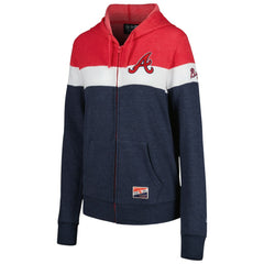 Atlanta Braves Women's Colorblock Full-Zip Hoodie Jacket Heather Navy