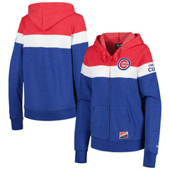 Chicago Cubs Women's Colorblock Full-Zip Hoodie Jacket Heather Royal