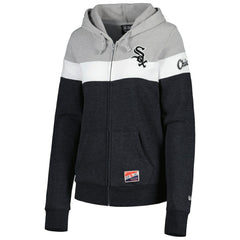 Chicago White Sox Women's Colorblock Full-Zip Hoodie Jacket Heather Black