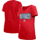 Washington Nationals Girls Youth Flip Sequin Team V-Neck T-Shirt Red