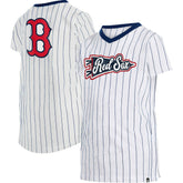 Boston Red Sox Girls Youth Pinstripe V-Neck T-Shirt White