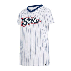 Boston Red Sox Girls Youth Pinstripe V-Neck T-Shirt White
