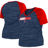 Boston Red Sox Women's Plus Size Space Dye Raglan V-Neck T-Shirt Navy