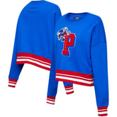Philadelphia 76ers Pro Standard Women's Mash Up Pullover Sweatshirt - Royal sale