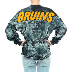 Boston Bruins Fanatics Women's Crystal-Dye Long Sleeve T-Shirt - Black T-shirts