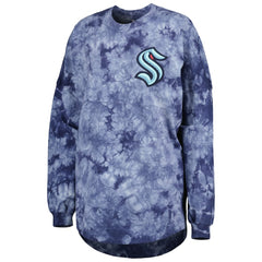 Seattle Kraken Fanatics Women's Crystal-Dye Long Sleeve T-Shirt - Deep Sea Blue T-shirts