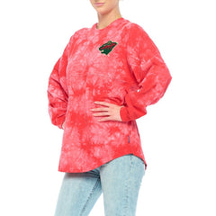Minnesota Wild Fanatics Women's Crystal-Dye Long Sleeve T-Shirt - Red T-shirts