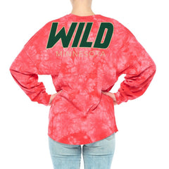 Minnesota Wild Fanatics Women's Crystal-Dye Long Sleeve T-Shirt - Red T-shirts