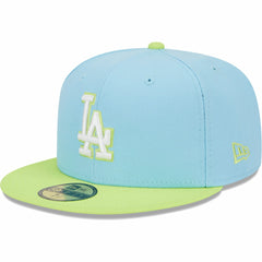 Los Angeles Dodgers Spring Color Two-Tone 59FIFTY Fitted Hat Light Blue/Neon Green