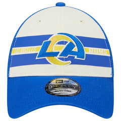 Los Angeles Rams New Era Team Stripe Trucker 9FORTY Snapback Hat - Cream/Royal sale