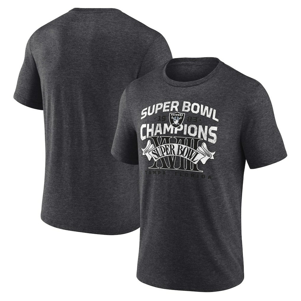 Las Vegas Raiders Hometown Old-Fashioned Super Bowl XVIII Champions Tri-Blend T-Shirt - Charcoal cheap