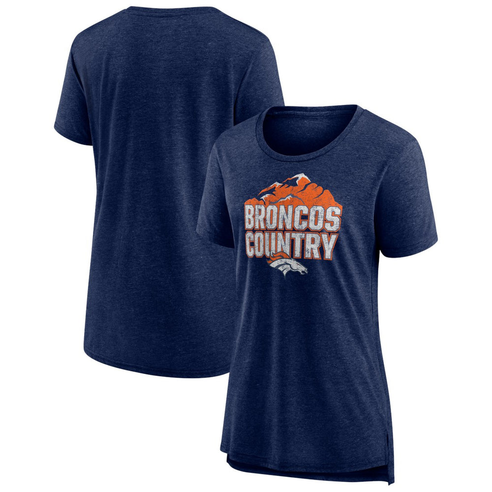 Denver Broncos Women's Hometown First Down Tri-Blend T-Shirt - Heather Navy for sale