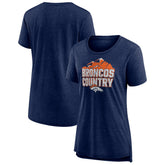 Denver Broncos Women's Hometown First Down Tri-Blend T-Shirt - Heather Navy for sale