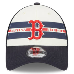 Boston Red Sox Team Stripe Trucker 9FORTY Snapback Hat White/Navy