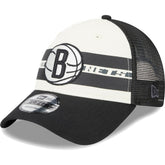Brooklyn Nets Stripes 9FORTY Trucker Snapback Hat - Black shop