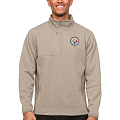 Pittsburgh Steelers Antigua Course Quarter-Zip Pullover Top - Oatmeal on sale