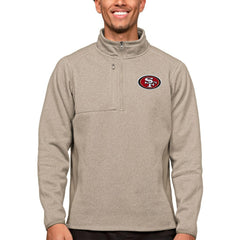 San Francisco 49ers Antigua Course Quarter-Zip Pullover Top - Oatmeal sale