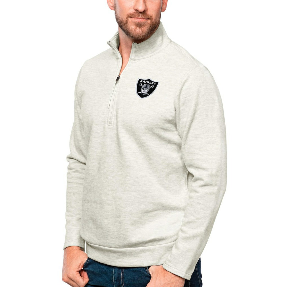 Las Vegas Raiders Antigua Gambit Quarter-Zip Pullover Top - Oatmeal outlet