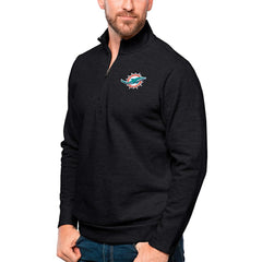 Miami Dolphins Antigua Gambit Quarter-Zip Pullover Top - Heathered Black sale