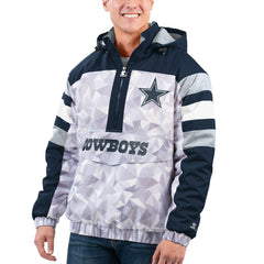 Dallas Cowboys Starter Thursday Night Gridiron Raglan Half-Zip Hooded Jacket - White/Navy for sale